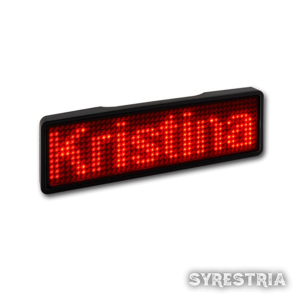 LED Namensschild Rot Name Tag 11x14 Pixel programmierbar USB Gehäuse schwarz