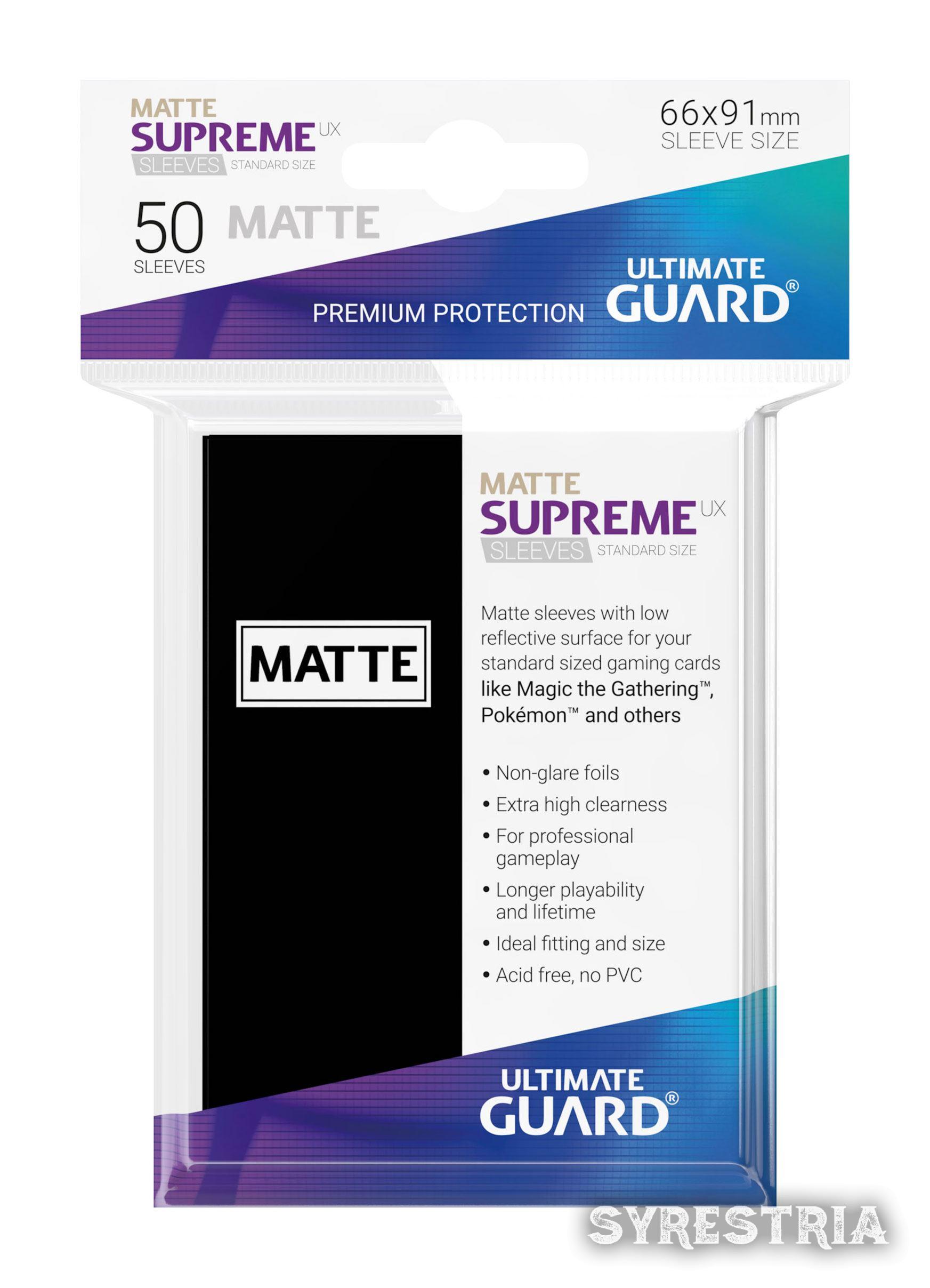 Ultimate Guard Supreme UX Sleeves Standardgröße Matt Schwarz 50 Schutzhüllen