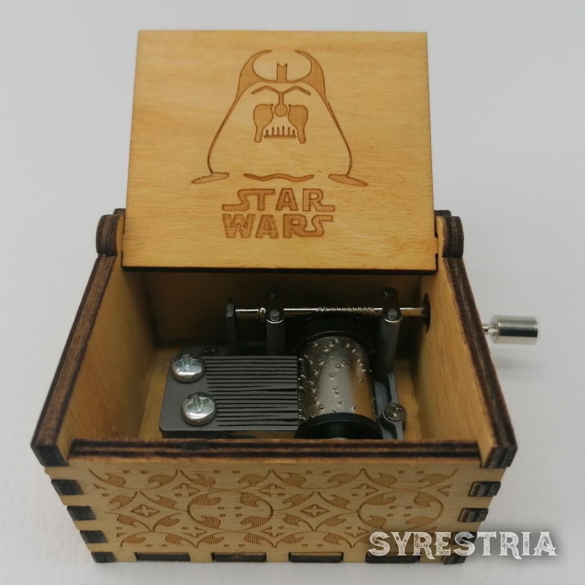 Spieluhr Kurbel Handbetrieb Holz natur Star Wars