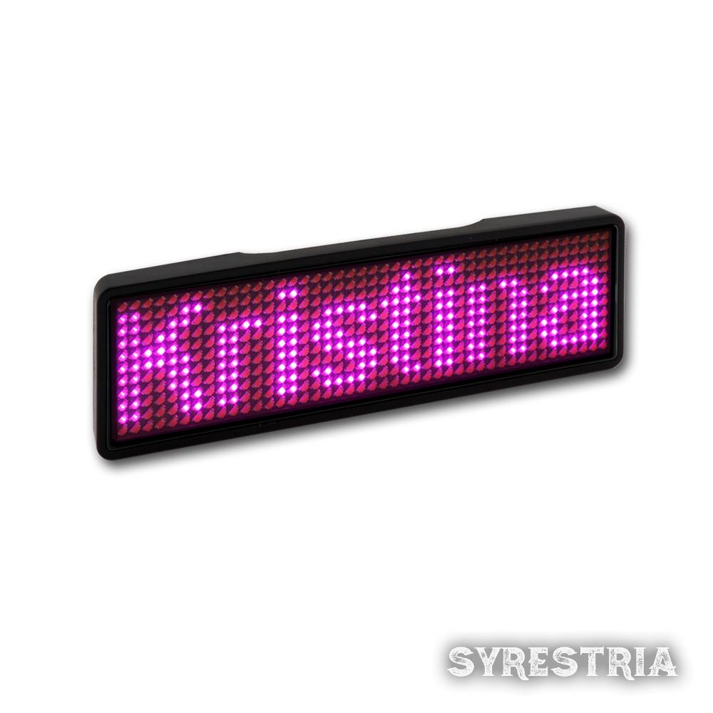 LED Namensschild Pink Name Tag 11x14 Pixel programmierbar USB Gehäuse schwarz