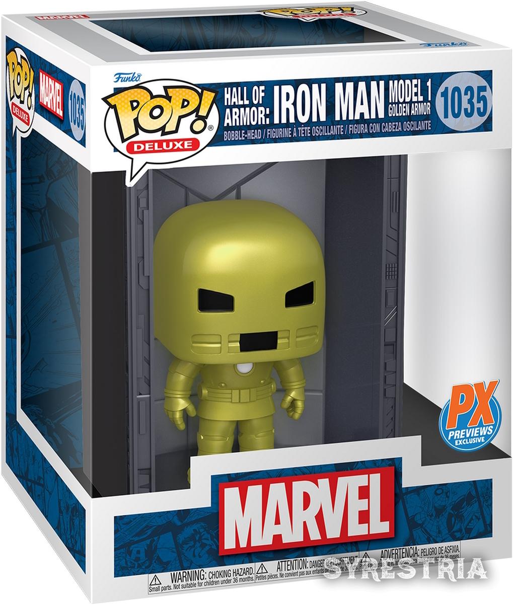 Marvel - Hall Of Armor Iron Man Model 1 Silver Golden Armor 1035 PX Previews Exclusive - Funko Pop! Deluxe