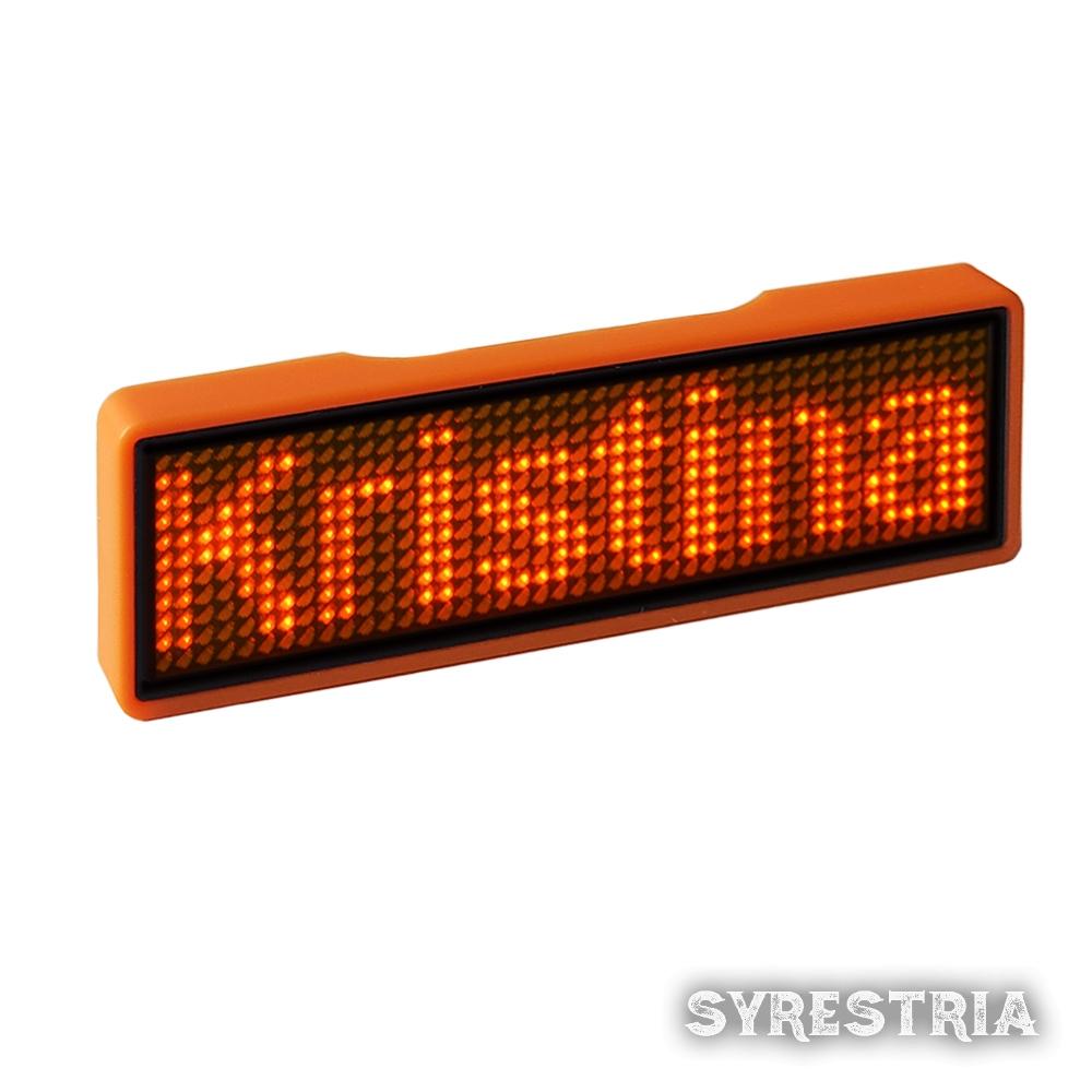 LED Namensschild Orange Name Tag 11x14 Pixel programmierbar USB Gehäuse orange