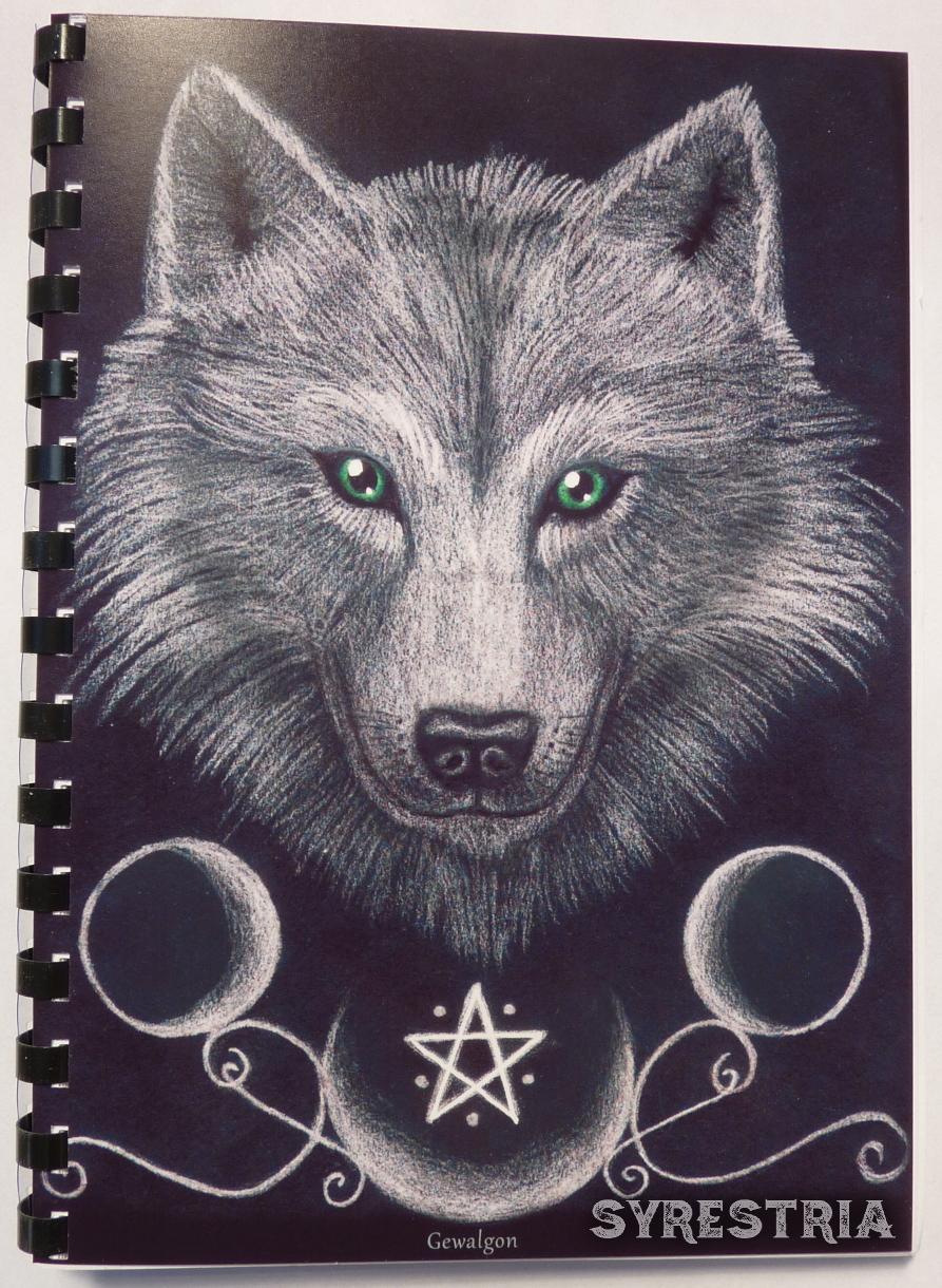 Wolf Pentagramm Pentakel Mond Mondmagie Magie Gewalgon Notizbuch 90 Seiten A5 Handmade Spiralbindung