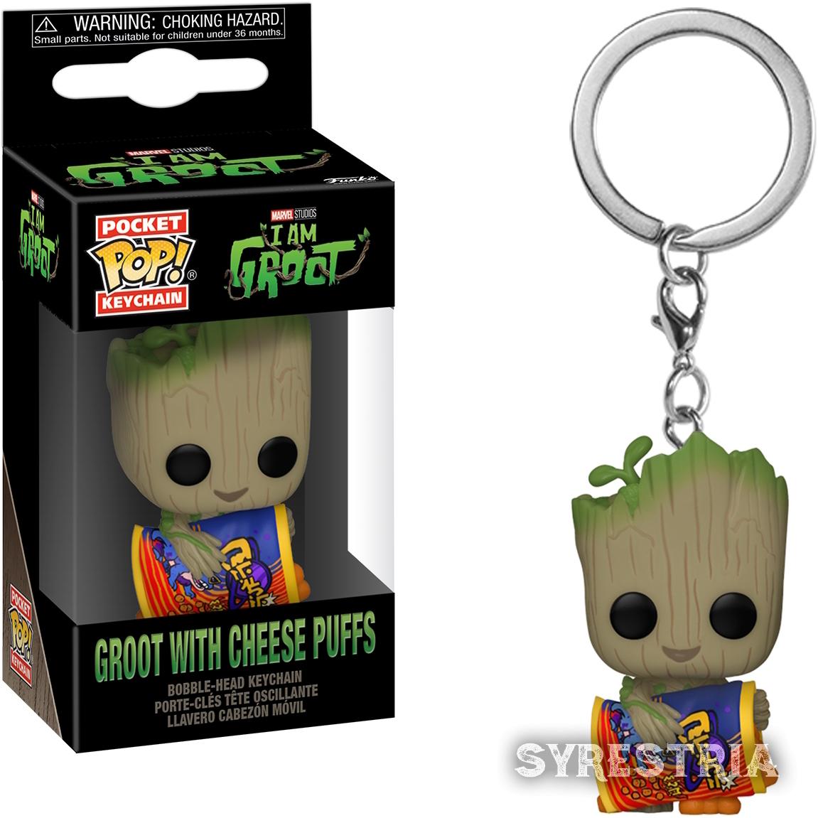 Marvel Studios I am Groot - Groot with Cheese Puffs Schlüsselanhänger Funko Pocket POP! Keychain