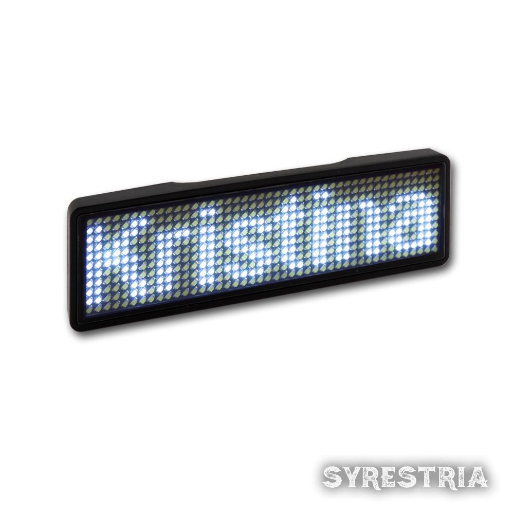 LED Namensschild Weiß Name Tag 11x14 Pixel programmierbar USB Gehäuse schwarz